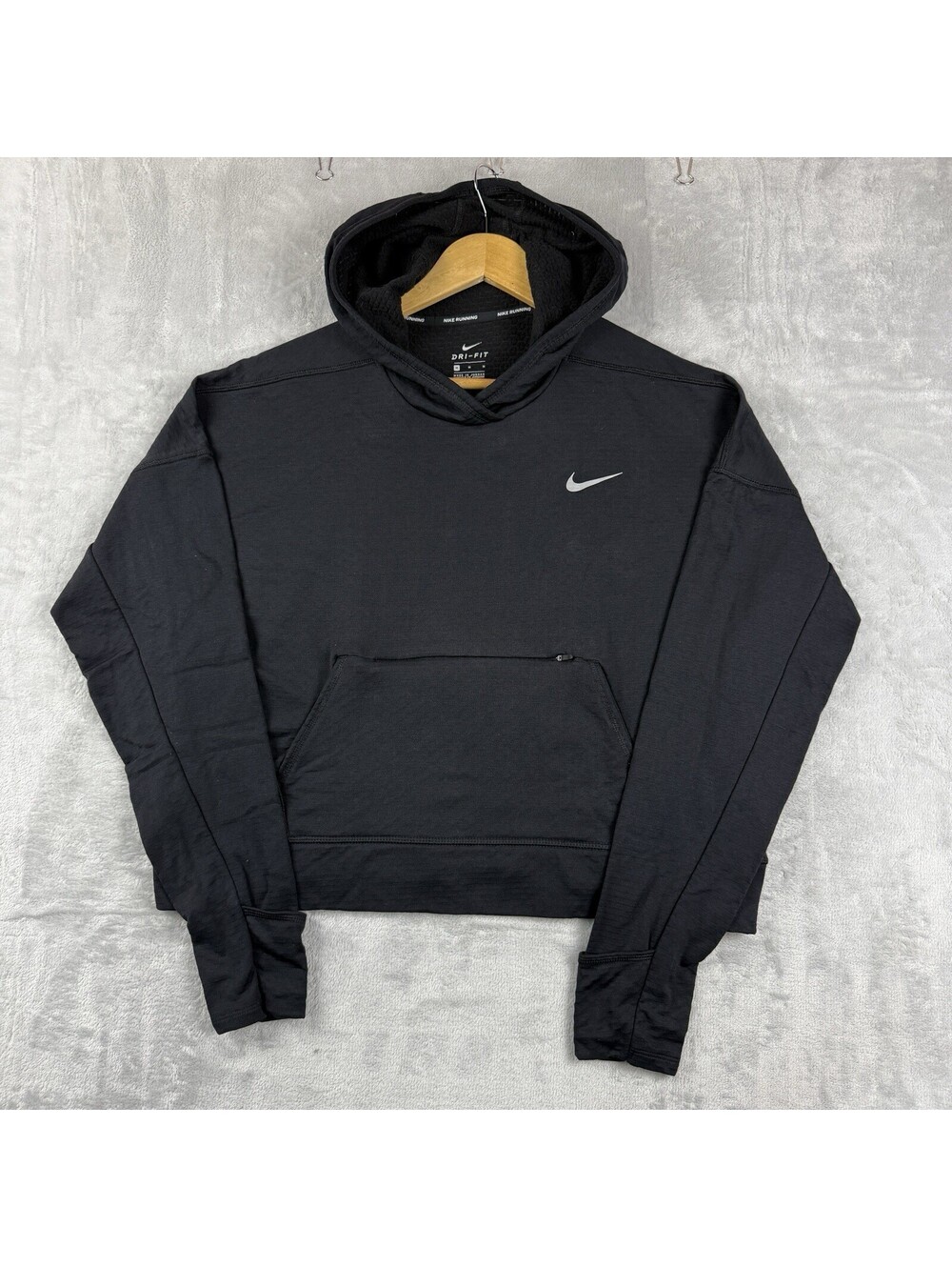 Nike Running Women M Black Dri-FIT Pullover Hoodie Performance Training Outdoor